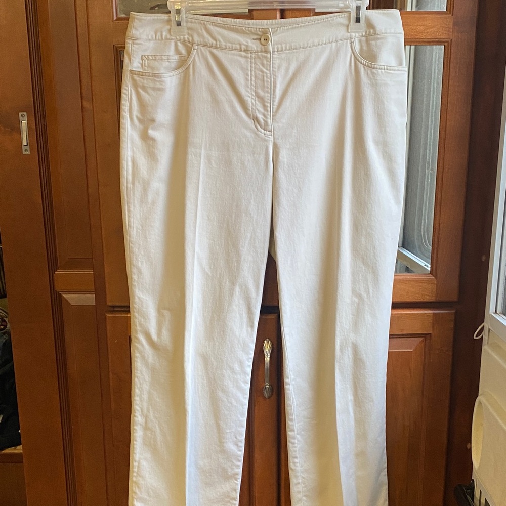 Eileen Fisher Cream Wide Leg Minimalist Size Large Trousers Oversized Fall